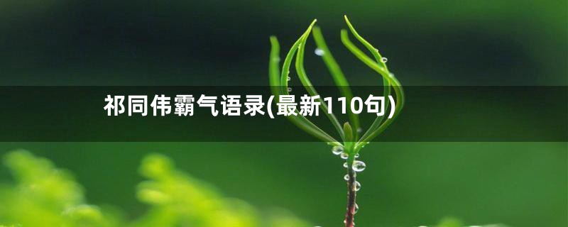 祁同伟霸气语录(最新110句)