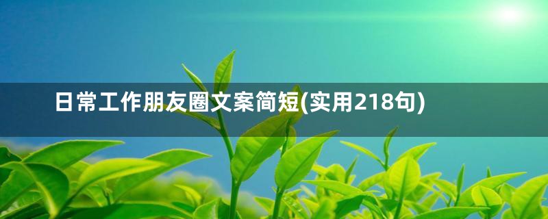 日常工作朋友圈文案简短(实用218句)