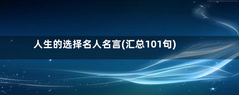 人生的选择名人名言(汇总101句)