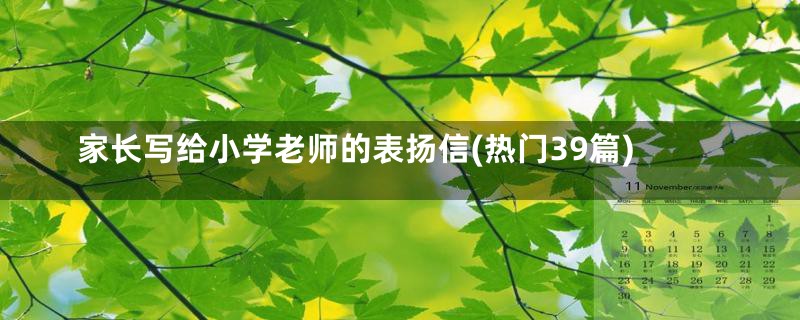 家长写给小学老师的表扬信(热门39篇)