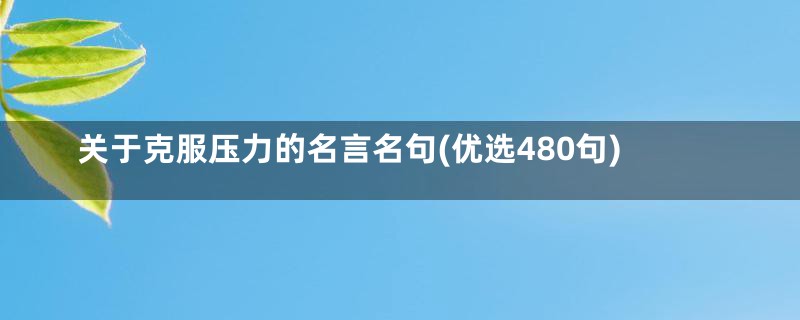 关于克服压力的名言名句(优选480句)