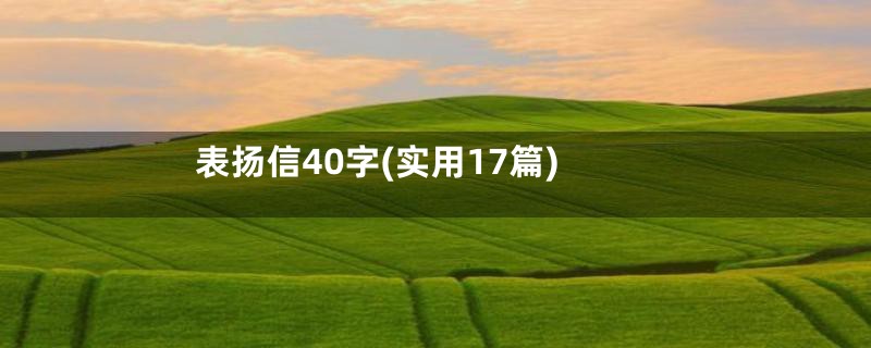 表扬信40字(实用17篇)