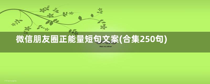 微信朋友圈正能量短句文案(合集250句)