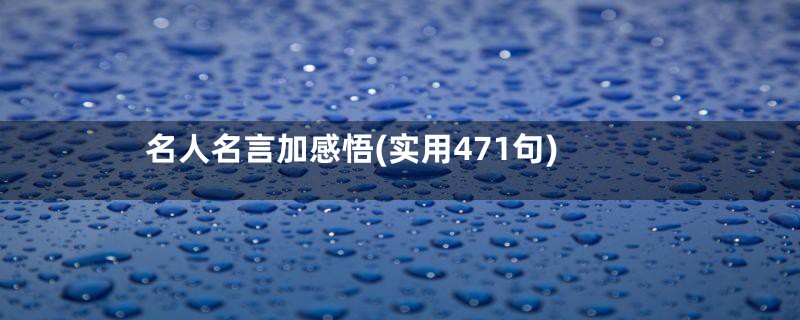 名人名言加感悟(实用471句)