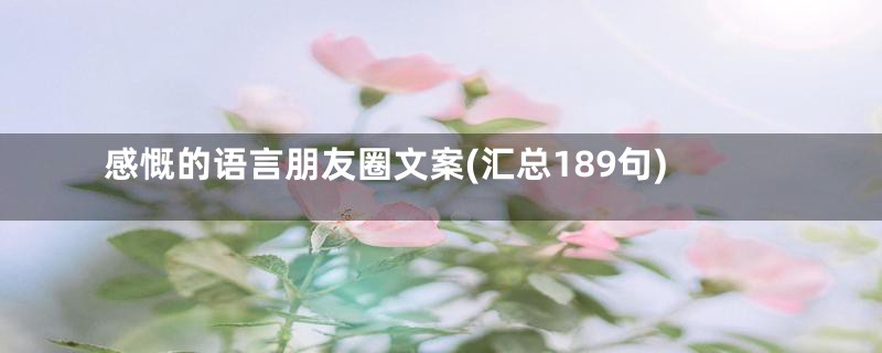 感慨的语言朋友圈文案(汇总189句)