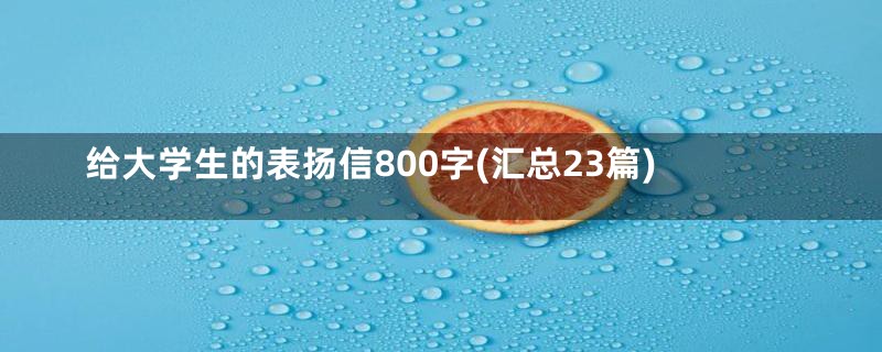 给大学生的表扬信800字(汇总23篇)