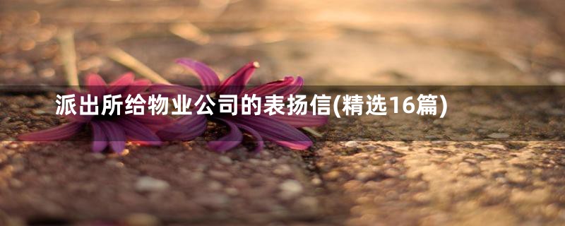 派出所给物业公司的表扬信(精选16篇)