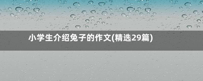 小学生介绍兔子的作文(精选29篇)