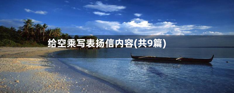 给空乘写表扬信内容(共9篇)