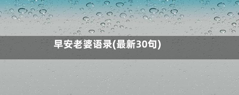 早安老婆语录(最新30句)