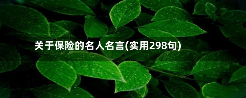 关于保险的名人名言(实用298句)