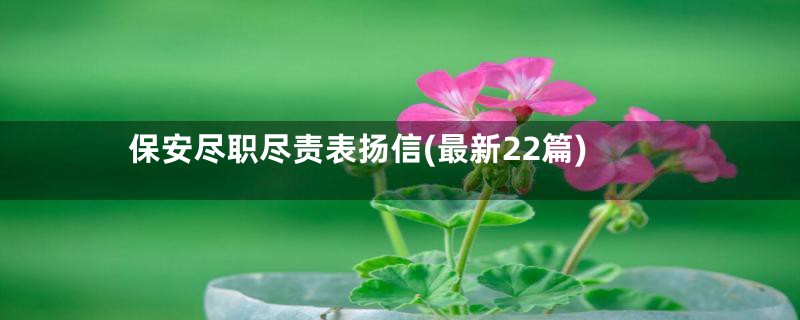 保安尽职尽责表扬信(最新22篇)