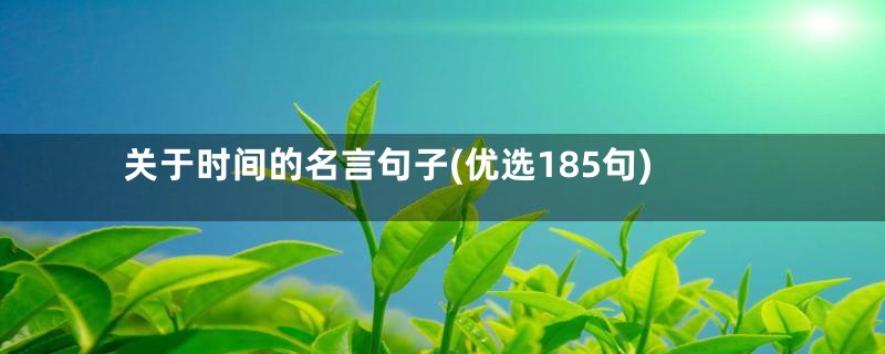 关于时间的名言句子(优选185句)