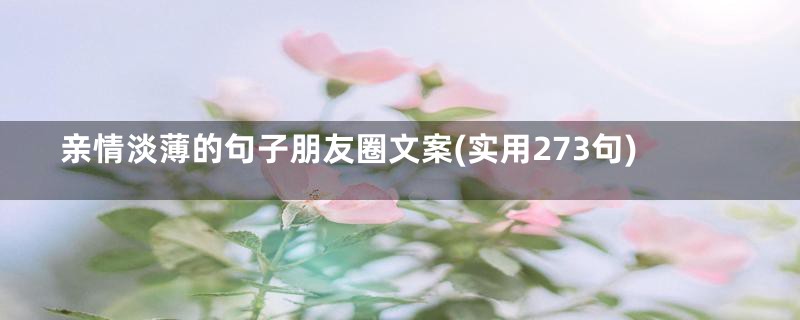 亲情淡薄的句子朋友圈文案(实用273句)