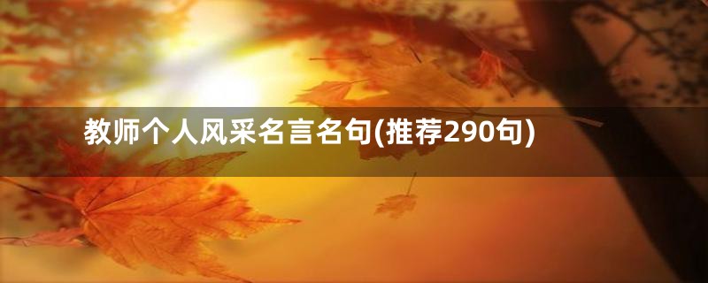 教师个人风采名言名句(推荐290句)