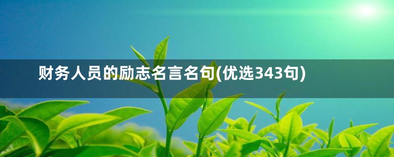 财务人员的励志名言名句(优选343句)