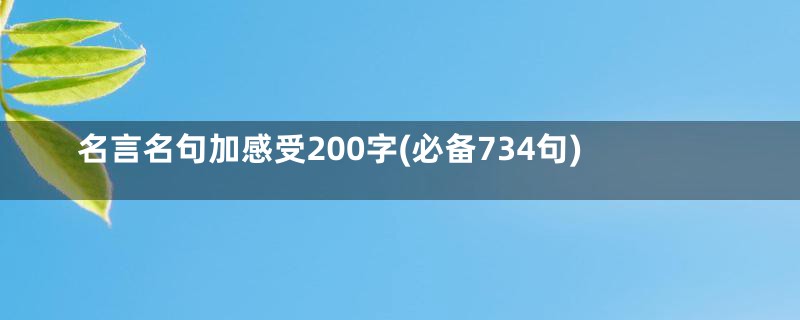 名言名句加感受200字(必备734句)