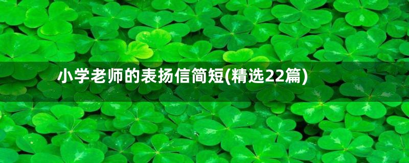 小学老师的表扬信简短(精选22篇)