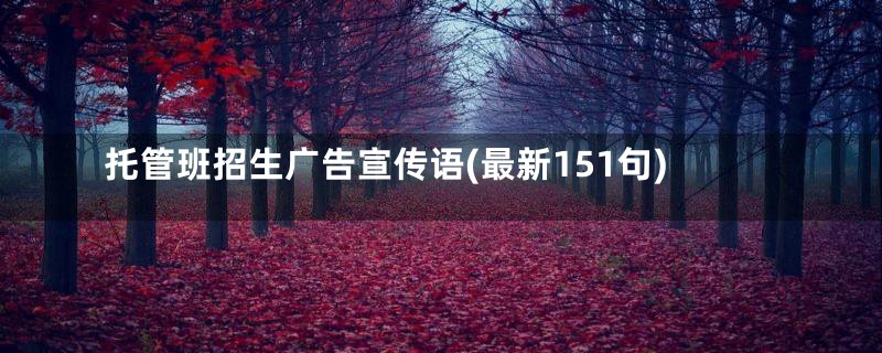 托管班招生广告宣传语(最新151句)