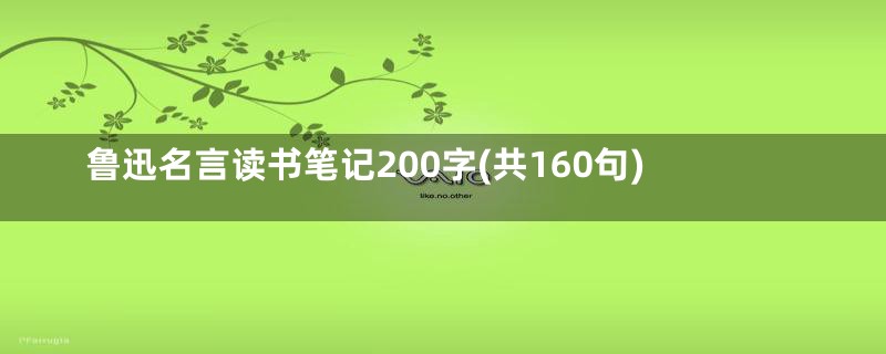 鲁迅名言读书笔记200字(共160句)