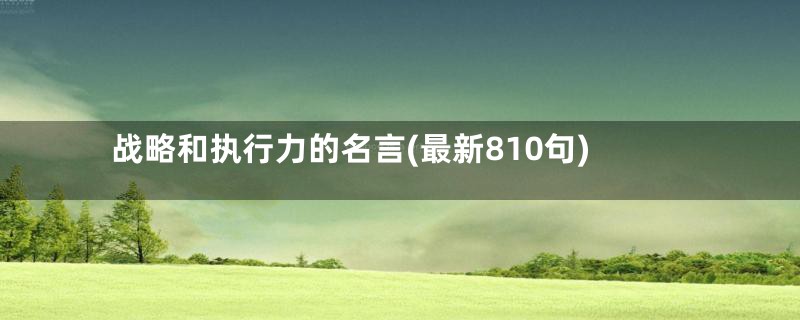 战略和执行力的名言(最新810句)