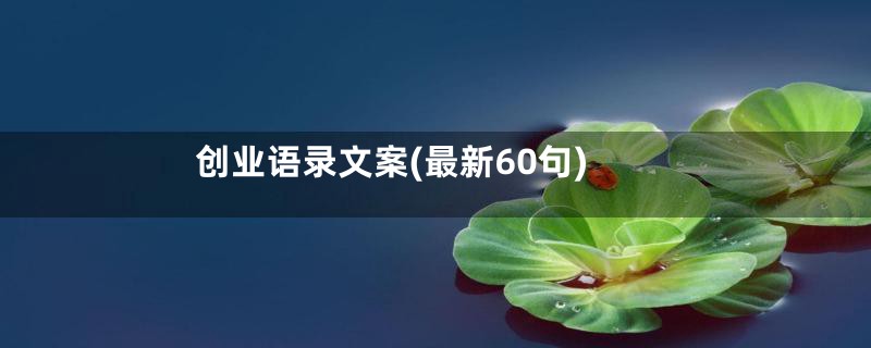 创业语录文案(最新60句)