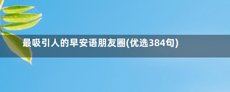 最吸引人的早安语朋友圈(优选384句)