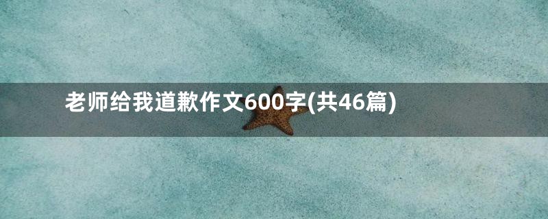 老师给我道歉作文600字(共46篇)