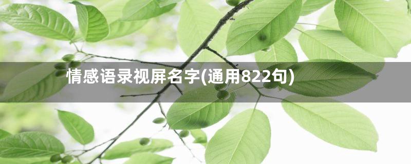 情感语录视屏名字(通用822句)