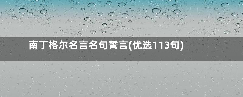 南丁格尔名言名句誓言(优选113句)