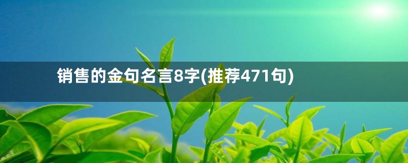 销售的金句名言8字(推荐471句)