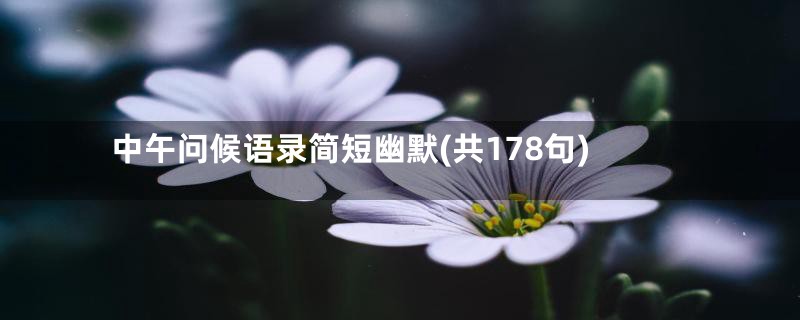 中午问候语录简短幽默(共178句)