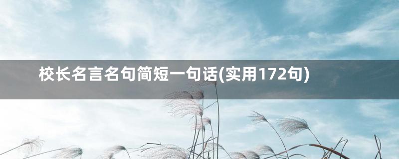 校长名言名句简短一句话(实用172句)