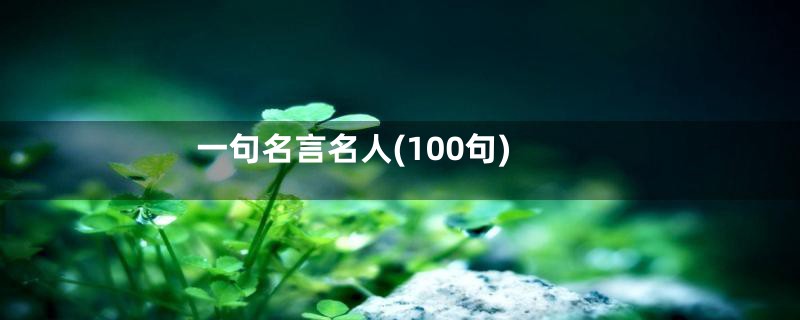 一句名言名人(100句)