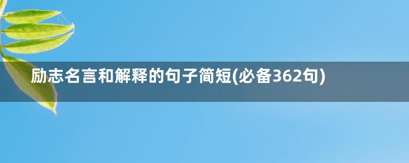 励志名言和解释的句子简短(必备362句)