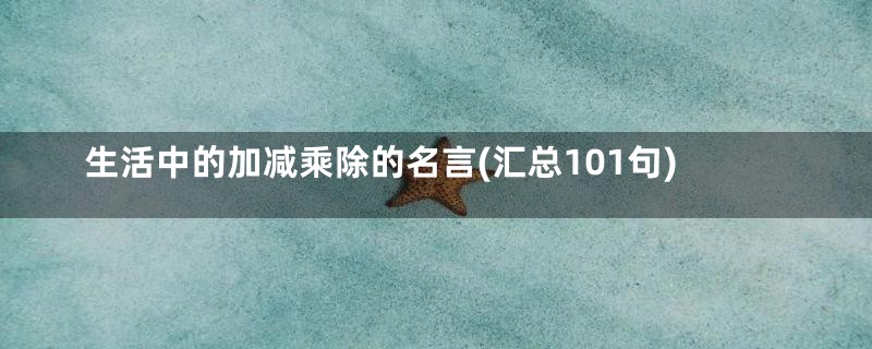 生活中的加减乘除的名言(汇总101句)