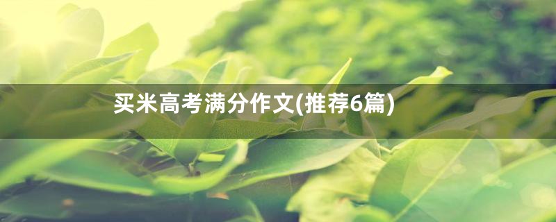 买米高考满分作文(推荐6篇)