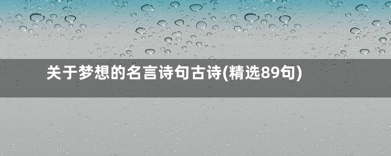 关于梦想的名言诗句古诗(精选89句)