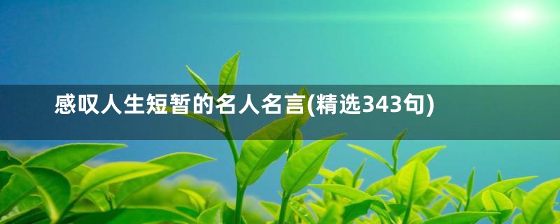 感叹人生短暂的名人名言(精选343句)