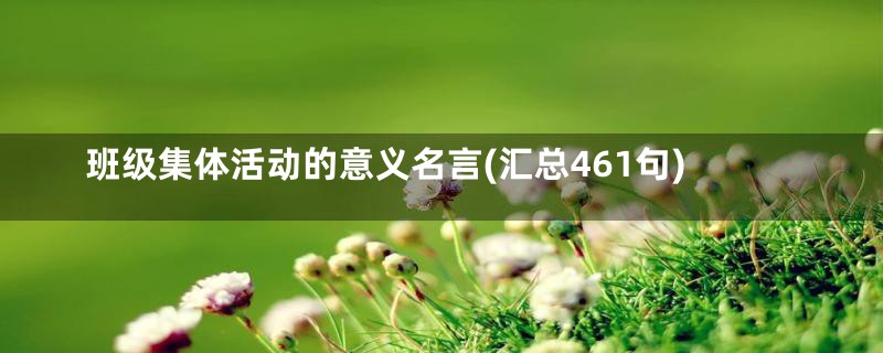 班级集体活动的意义名言(汇总461句)