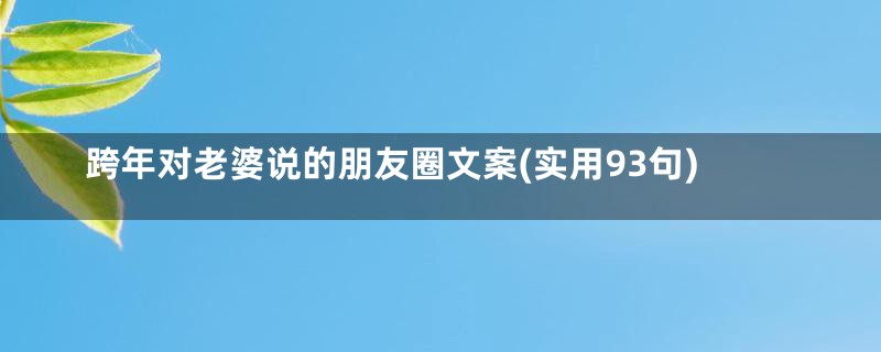 跨年对老婆说的朋友圈文案(实用93句)