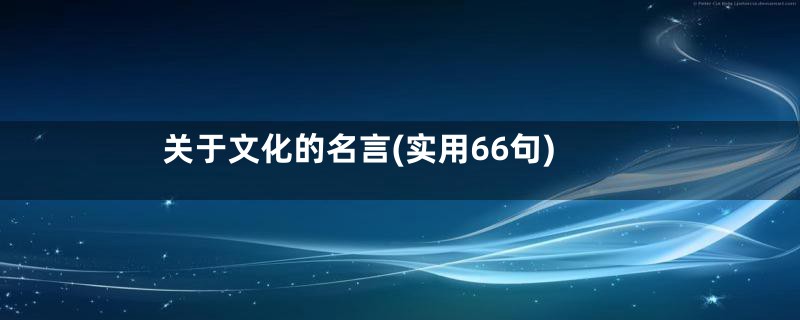 关于文化的名言(实用66句)