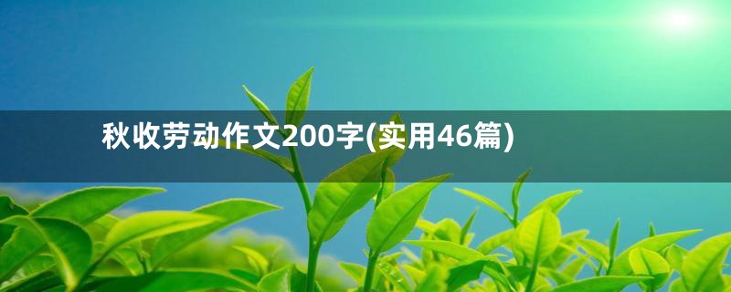 秋收劳动作文200字(实用46篇)