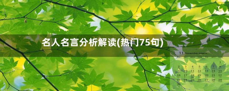 名人名言分析解读(热门75句)