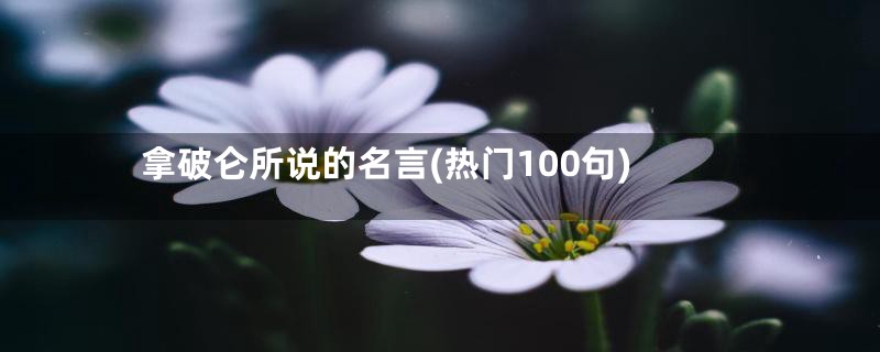 拿破仑所说的名言(热门100句)