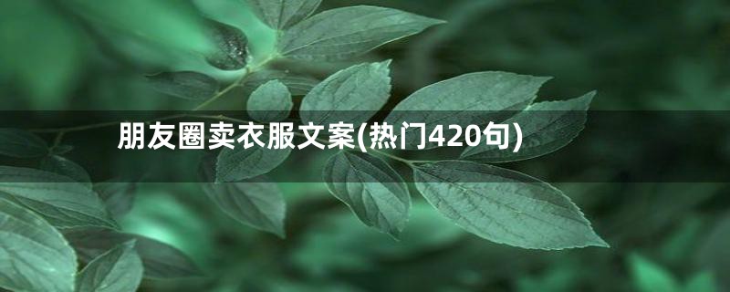 朋友圈卖衣服文案(热门420句)