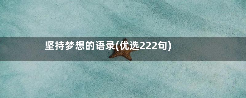 坚持梦想的语录(优选222句)