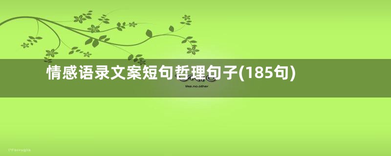 情感语录文案短句哲理句子(185句)