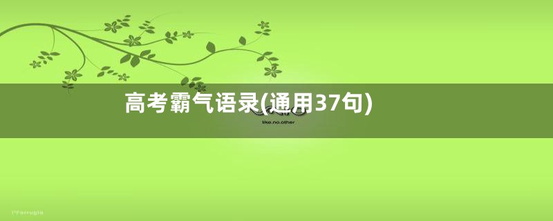 高考霸气语录(通用37句)