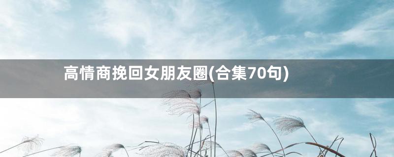 高情商挽回女朋友圈(合集70句)